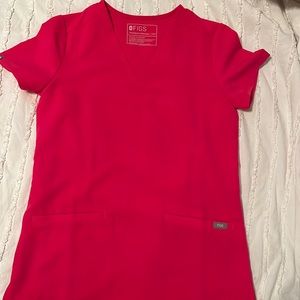 XXS FIGS Casma Shocking Pink scrub top